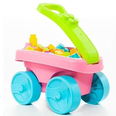MOLTO | Carrito con 20 Bloques Rosa | Juego de Bloques | Vagón Bloques de Construcción | Juguetes Sensoriales para Bebes | Juguetes Educativos para Niños | +6 Meses
