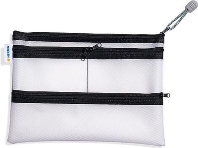 HERMA 20295 Universal Bag A5 with Zip, Transparent (26 x 20 cm) Large Lockable Handbag Organiser with Zip and 4 Separate Pockets, Storage Bag in Black