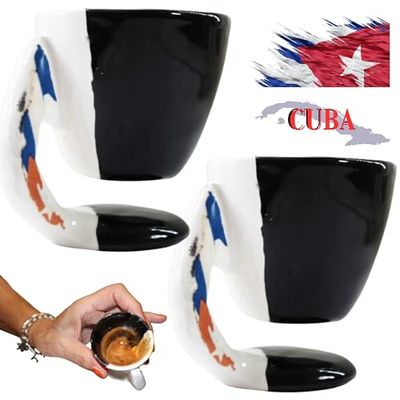 AMAZINJ Set Tazzine da Caffè particolare - Design Esclusivo con Manico a Forma di Cuba - Regalo Perfetto per Amanti della Cultura del caffe - Artigianato Made in Italy