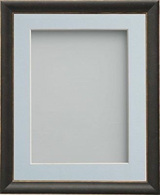 Frame Company Darcy Black Picture Photo Frames with Light Blue Mount, 12x10 for 10x8 *Choice of Colours* Fitted with Real Glass