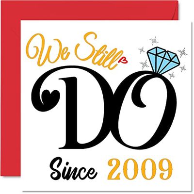 Crystal Anniversary Card for Husband Wife - We Still Do Since 2009 - I Love You Gifts, Happy 15th Wedding Anniversary Cards for Partner, 145mm x 145mm Greeting Cards for Fifteenth Anniversaries