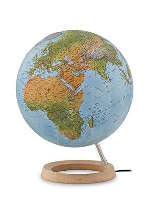 Tecnodidattica – Mappamondo Atmosphere FCR, girevole, luminoso, base in legno d’Acero, cartografia in Rilievo, diametro 30 cm