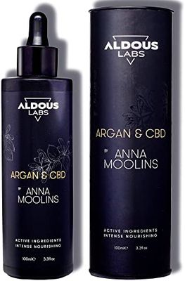 Aceite de Argán 100% Puro de Marruecos Enriquecido con CBD | Prensado en Frío - Vegano | Fórmula Avanzada | Cabello, Rostro, Cuerpo, Uñas, Cejas, Barba | 100 ml | Aldous Labs by Anna Moolins