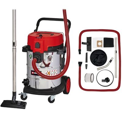 Einhell Aspirateur de chantier TE-VC 2350 SACL (1 600 W, Cuve 50L, classe de poussières L, pour des poussières de valeurs MAK>1 mg/m³) Vendu avec plusieurs buses et filtres