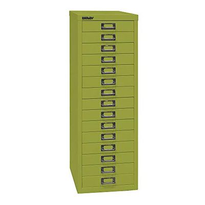 BISLEY MultiDrawer Série 39, DIN A4, 15 tiroirs, métal, 604, Vert, 38 x 27,9 x 86 cm
