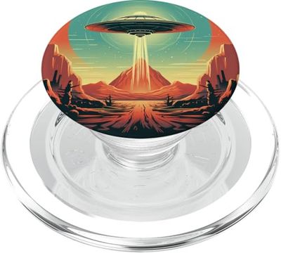 Alien Abduction Retro Alien Vaporwave UFO PopSockets PopGrip para MagSafe