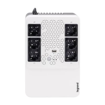 LEGRAND - Keor - Onduleur multiplug - 6 Prises 2P+T - Port de Charge USB - Régulateur de Tension Automatique + disjoncteur - 600VA 360W -Autonomie 15 Minutes