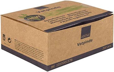 ABENA Cotton Buds | 7.5cm | Cotton in Both Ends | Not Sterile | Box of 200 | Cotton Wool Balls for Ear Cleaning | Cotton Ear Buds | Bamboo Ear Bud and Q Tips | Ideal for Baby Toiletries