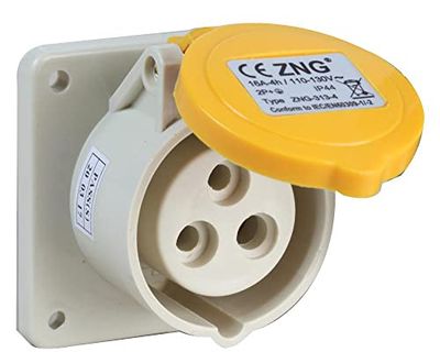 16 A, 110 V, gniazdo CEE do montażu panelowego, 2P+E, żółte, IP44