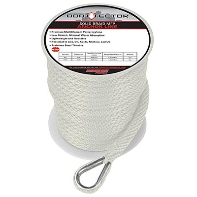 Extreme Max BoatTector 3006.3458 - Filo di ancoraggio multifunzione intrecciato con ditale, 1,27 cm x 300 m, bianco