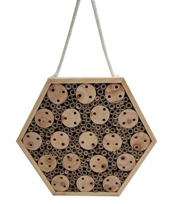 Dehner Natura Rosario Hôtel à Insectes Durable pour Abeilles Sauvages, env. 30 x 26 x 8 cm, en Bois de pin certifié FSC®, Naturel