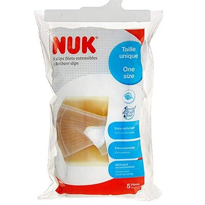 NUK 5 stuks wegwerp-zwangerschapsslips, elastische mesh-slip, eenheidsmaat, wit, verpakking van 5 stuks