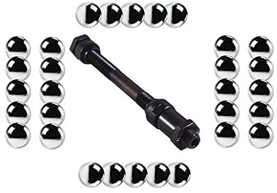 Cykel bakhjulsaxel 10 mm x 145 mm med kon och hexagonmutter + 30 x kulor 6,35 mm 1/4 tum axel ihålig navhjul racercykel MTB