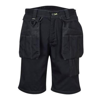 Portwest PW345 PW3 Korte Werkbroek met Holsterzakken, Zwart, Grootte 36