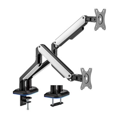 AISENS - DT32TSR-297 RGB Gaming tafelhouder met contragewicht, draaibaar en kantelbaar, voor monitor/tv, 9 kg (3 pennen, 2 armen) van 17-32 cm, zwart-wit