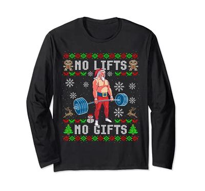 Divertente Brutto Allenamento di Natale Powerlifting Maglia a Manica