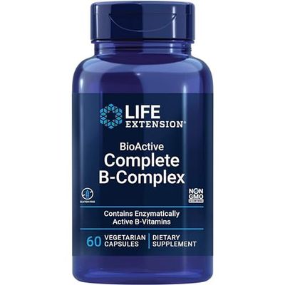 Life Extension, BioActive Complete B-Complex (Complexe Complet de Vitamines B), 60 Capsules végétaliennes, Végétarien, Sans Gluten, Sans Soja, Sans OGM