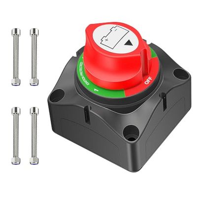 Nilight Interrupteur Coupe-Batterie, Position 1, 2, 1 et 2, off, 12 V-48 V, Étanche et Robuste, pour Bateau, Voiture, Camping-Car, Quads, Véhicules Utilitaires Tout-Terrain