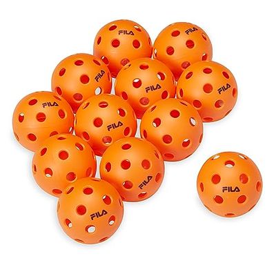 Fila Accessories - Pelotas de Pickleball para Interiores, tamaño reglamentario con 26 Agujeros (Naranja), Paquete de 12