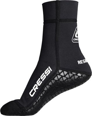 CRESSI Resilient Pro Calcetines de Neopreno Negro de 2mm Doble Forro con Suela de Goma Antideslizante, XS Unisex-Adult