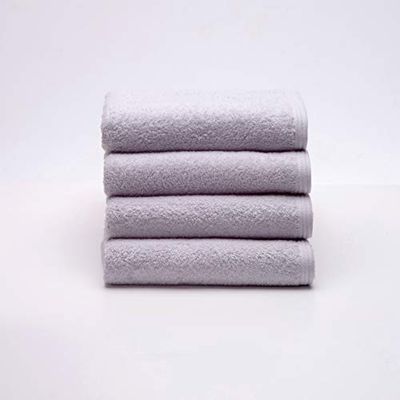 Sancarlos - Lot de 4 Serviettes de Toilette Ocean de Lavabo, Couleur Gris, 100% Coton, 550 g/m²