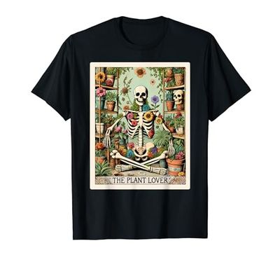 The Plant Lover Tarot Card Skeleton Flower Gardening T-Shirt