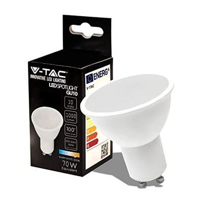 V-TAC Lampadina LED GU10-10W 1000 Lumen - Alta Luminosità - Faretto Led GU10 per Massima Efficienza e Risparmio Energetico - 3000K Luce Calda