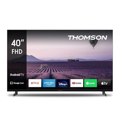 Thomson 40 Pollici (101 cm) LED Full HD Smart Android TV, Google Assistant, Wi-Fi, Dolby Digital, Bluetooth, Triple-Tuner (Cavo/Satellite/Antenna), HDMI, CI+, A+ Pannello – 40FA2S13