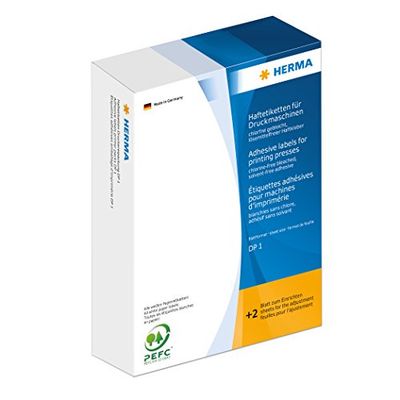 HERMA Self-Adhesive Labels for Printing Machines, 5000 Pieces, 25 x 40 mm, Sheet Size 168 x 120 mm, DP1, with Gripper and Feed Edge, Matte, Blank Paper Stickers, White