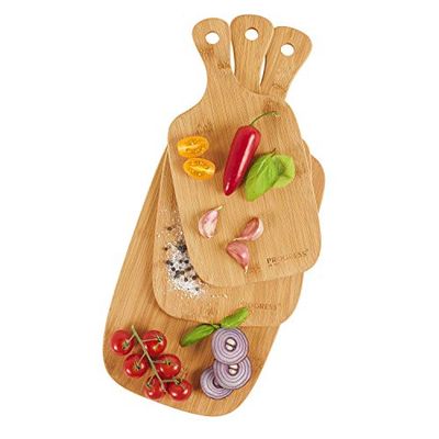 Progress BW09864EU 3 Piece Bamboo Paddle Chopping Board Set, Strong and Durable, Protects Kitchen Worktops, Ideal for Slicing & Serving
