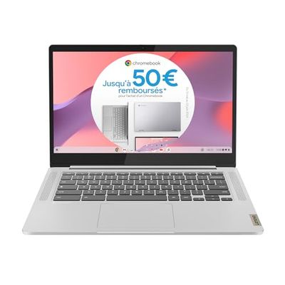 Lenovo IdeaPad Slim 3 Chrome 14M868 - 14'' FHD Laptop (MediaTek Kompanio 520, RAM 8GB, SSD 128GB, Arm Mali-G52 2EE MC2 GPU, Chrome OS) Francuska klawiatura AZERTY - szara