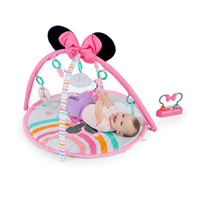 Gimnasio de actividades con música y luces Forever Besties de Bright Starts, con Disney Baby MINNIE MOUSE, en color rosa, desde recién nacidos en adelante