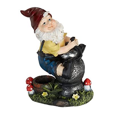 Relaxdays Gnomo da Giardino, con Lanterna, Statua Resistente a Intemperie e Gelo, HxLxP: 15x7,5x10,5 cm, Nano, Colorato, Poliresina