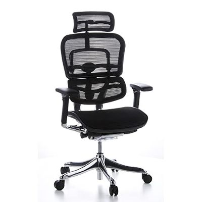 hjh OFFICE 652116 Silla de Oficina ERGOHUMAN Plus Silla Escritorio en Malla Negro, Asiento ergonómica con Ajuste de Profundidad