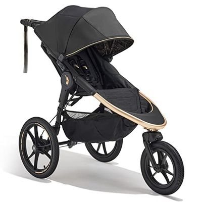 Baby Jogger Summit x Robin Arzón Poussette de jogging tout-terrain | Poussette d'exercice pliable à 3 roues | City Royalty (noir et doré)