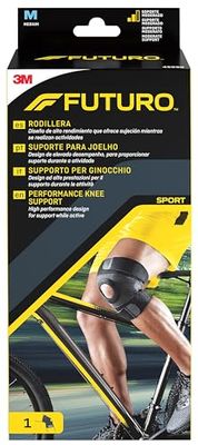 FUTURO Performance Knee Support, Medium (38.1 - 43.2 cm) – General Support, Breathable and Odour-Resistant, Open Patella Design, Adjustable Fit