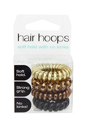 Hair Hoops Soft Hold No Kinks Ties Mixed Fashion Set Pack, Metallic Gold, 4 Count (Pack of 4)