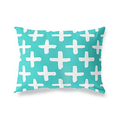 BonaMaison Fundas para Cojínes, Turquesa-Blanco Funda de Almohada para Sofá Coche Silla Oficina Cama Decorativa Moderna Decoración del Hogar, 45x60 Cm - Diseñado y Fabricado en Turquía