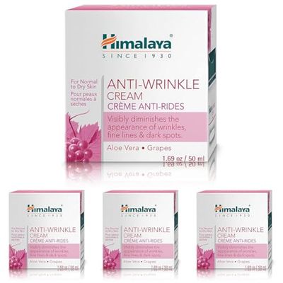 Himalaya Herbals Anti-Wrinkle Cream 50g | Previene le rughe, idrata e energizza il viso | Trattamento naturale per una pelle luminosa ed incandescente (Anti-wrinkle Cream) (Confezione da 4)