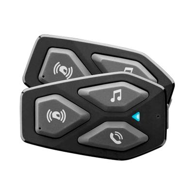 Interphone UCOM3 - Doble - Bluetooth 5.1 Motorcycle Intercom da Casco de Motocicleta, Auriculares de 32 mm, Uso de Motocicletas, Distancia de 500 m, 10 Horas de autonomía, música, GPS, Impermeable