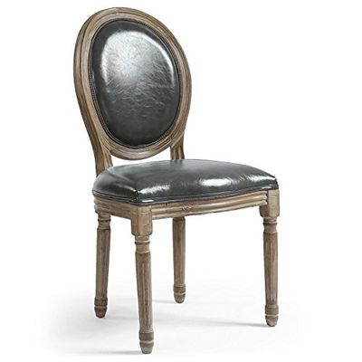Menzzo Louis XVI Lot de 2 Chaises Médaillon, Bois, Gris, 51 x 51 x 72 cm