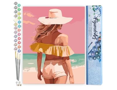 Figured'Art Peinture par Numéro Adulte Beauté au bord de la mer - Activité Manuelle Kit de Loisir Créatif DIY Numéro d'Art Complet - 40x50cm sans châssis en bois
