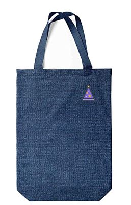 Green Fish Denim-draagtas, bedrukt, boodschappentas, machinewasbaar, opvouwbaar, handtas van jeans met handgrepen, 22 x 26 cm, multicolor, Eén maat, modern