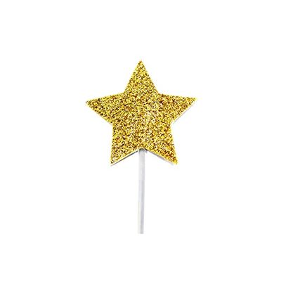 Glitter Star Cupcake Toppers Gold