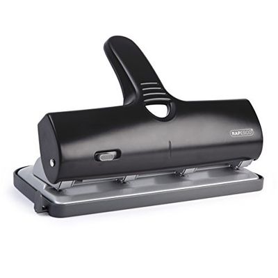 Rapesco 1293 ALU 40 Heavy Duty 4-Gaatsperforator, Zwart