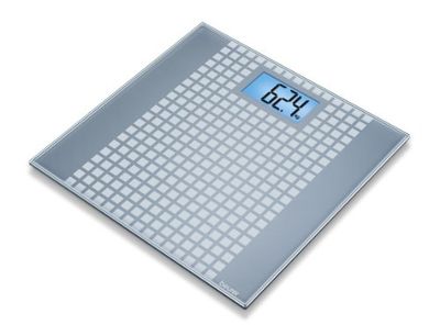 Beurer GS206 - Báscula de baño de vidrio, diseño de cuadros, color plateado (756.63)