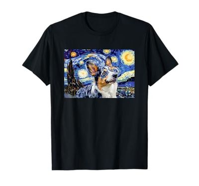 Starry Night Blue Merle Corgi Lover Maglietta