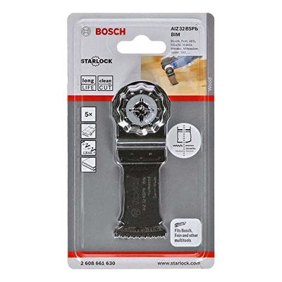 Bosch Professional Starlock Lâmina de serra de imersão para madeira dura, AIZ 32 BSPB, 50 x 32 mm, 5 unidades, cinzento
