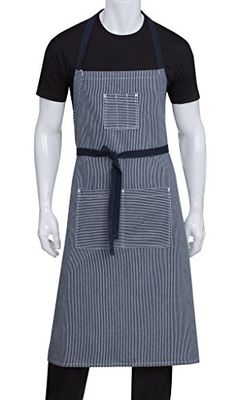 Chef Works AB038-IBL-0 Portland Fine Stripe Bistro Apron, Blue