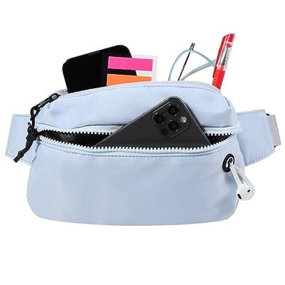 Vinabo Heuptas voor heren en dames, waterdicht, met hoofdtelefoonaansluiting en 2 zakken, chique heuptas, verstelbare riem, voor training, outdoor, wandelen, kamperen